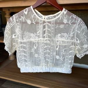 Off White Lace Choli Top